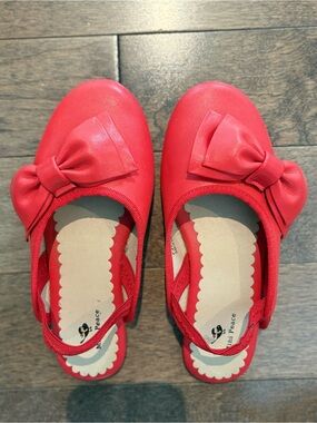 Mini Peace Girls Red Bow Mary Jane Flats Holiday Dress Shoes Size US12C(EU 30）